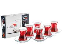 GOSOYO Turkish Tea Glasses and Saucers Set (12 Pieces), Arabic Persian Tea Cups (4oz/120ml)