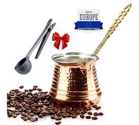 GOSOYO X-Large Turkish Copper Coffee Maker, Greek Arabic Coffee Pot, Stovetop Coffee Maker, Cezve, Ibrik, Briki (20oz/600ml). Coffee Scoop Clip Gift.