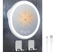 Gospire 3X Heated Shower Mirror Fogless for Shaving, 5000mAh Battery, 360° Swivel & Magnetic Design, 8.3” Anti-Fog Shower Shaving Mirror with 3 Color Dimming Lights, Includes 2PCS Adhesive Hooks