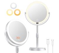 Gospire 8” Lighted Makeup Mirror with Lights and Magnification, 20X Magnifying Mirror with Light for Makeup Desk, Height Adjustable and Digital Display, Shaving Mirror for Bathroom, Gifts for Women