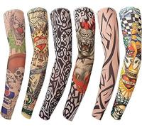 Gospire Fashion Nylon Fake Temporary Tattoo Sleeves Arm Stockings Halloween Tattoo Soft For Men Women