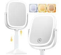Gospire Rectangle Lighted Makeup Mirror with Lights 1X/7X Magnifying Mirror
