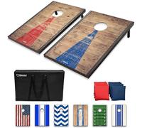 GoSports 3 x 2 ft Rustic Design Cornhole Game Set - Includes Two 3 x 2 ft Boards, 8 Bean Bags, and Carry Case
