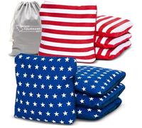 GoSports Dual Sided Cornhole Bean Bags - Slide and Stop Regulation Tournament Bean Bags, Set of 8, Red, Blue