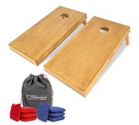 GoSports 4 ft x 2 ft Commercial Grade Cornhole Boards Set - Includes 8 Regulation Tournament Style Bean Bags - Light Brown