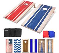 GoSports 4 x 2 ft Wood Design Cornhole Game Set - Includes Two 4 x 2 ft Boards, 8 Bean Bags, and Carry Case