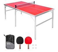 GoSports 6 ft x 3 ft Mid-size Table Tennis Game Set, Indoor/Outdoor Portable Table Tennis Game with Net, 2 Table Tennis Paddles and 4 Balls