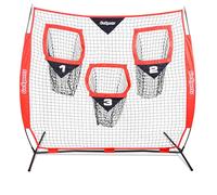 GoSports 6' x 6' Football Training Target Net - Improve QB Throwing Accuracy, Includes Foldable Bow Type Frame and Portable Carry Case,Red