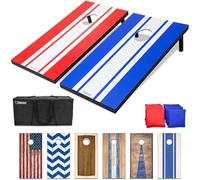 GoSports Classic Regulation Size Cornhole Set Includes 8 Bags, Carry Case & Rules,Red;Blue