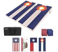 GoSports Colorado Regulation Size Solid Wood Cornhole Set, Colorado Flag, Includes Two 4 ft x 2 ft Boards, 8 Bean Bags, Carrying Case, and Game Rules