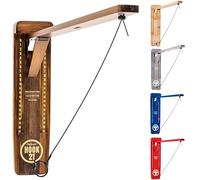 GoSports Hook21 Wall Mount Ring Swing Game - Play Indoors or Outdoors with Foldable Arm, Brown