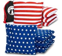 GoSports Official Regulation Cornhole Bean Bags Set (8 All Weather Bags) - America Stars and Stripes or Red and Blue - Choose Your Style,Multicolor,6 inches x 6"