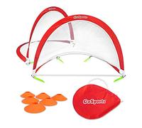 GoSports Portable Pop Up Soccer Goals for Backyard - Kids & Adults - Set of Two 2.5' Nets with Agility Training Cones and Carrying Case