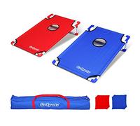GoSports Portable PVC Framed Cornhole Game Set with 8 Bean Bags & Travel Carrying Case, Red; Blue