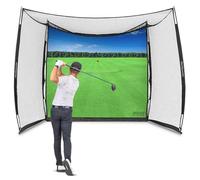 GoSports Range Cage 10 x 8 ft Golf Practice Hitting Net - Choose Between Printed Graphics Impact Screen, Blank Simulator Screen, or Classic Net