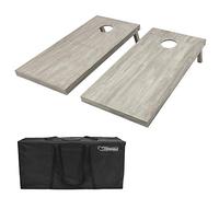 GoSports Regulation Size Wooden Cornhole Set with Gray Finish, Includes Carrying Case