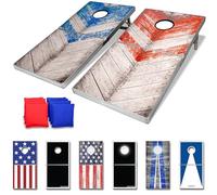 GoSports Rustic Red & Blue Design Cornhole Game Set, Regulation Size