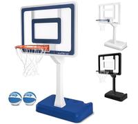 GoSports Splash Hoop Elite Pool Hoop Basketball Game with Water Weighted Base, Adjustable Height, Regulation Steel Rim and 2 Pool Basketballs, Blue