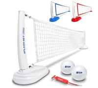 GoSports Splash Net PRO Pool Volleyball Net - Includes 2 Water Volleyballs and Pump - White