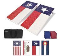 GoSports Texas Regulation Size Wooden Cornhole Set - Texas Flag Design with Bags & Case