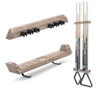 GoSports Wall Mounted Pool Cue Stick Holder - Holds 6 Cues and 2 Triangle Racks - Multiple Colors Available