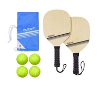 GoSports Wood Pickle Ball Starter Set - Includes 2 Wooden Paddles, 4 Official Pickleballs & Backpack Tote