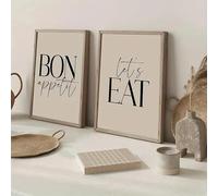 GOSRD 2pcs Canvas Wall Art Prints-Bon AppéTit & Let'S Eat Modern Classic Deco Typography For Living Room Decoration(40x55cm-2Pcs)