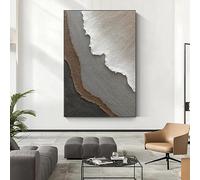 GOSRD Abstract Canvas Painting Visual Effect Posters And Prints Wabi-Sabi Style Wall Art Gray Brown Arts Living Room Decor(70x110cm/Frameless)