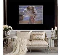 GOSRD Beach Art Canvas Prints Oil Painting Watching the Fish Joaquin Sorolla Impression Landscape Artwork Room Hallway Decor 35x50cm Frameless
