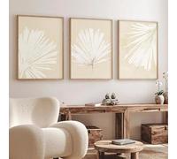 GOSRD Beige Palm Leaf Canvas Prints Bohemian Neutral Abstract Paintings Tropical Plant Wall Art Modern Nordic Decoration(60x80cm-3Pcs)