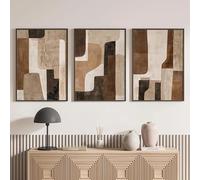 GOSRD Brown and Beige Neutral Abstract Wall Art Print Large Abstract Canvas Poster Bohemian Style Modern Living Room Decoration(50x75cm-3Pcs)