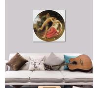 GOSRD Canvas Art William Adolphe Bouguereau Prints Painting Cupid and Psyche Romantic Artwork Bedroom Home Decor Large 60x60cm Frameless