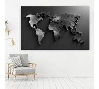GOSRD Canvas Painting Abstract Black World Map Modern Map Poster and Prints Wall Art Picture for Living Room Study Home Decor(70x100cm)