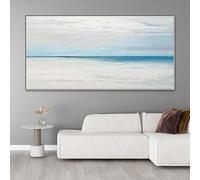 GOSRD Canvas Painting Abstract Blue Ocean Oil On Seascape Wall Art For Living Room Home Interior Decoration(55X110cm)
