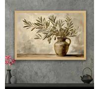GOSRD Canvas Painting Art Native Olive Branch Vase Prints Theme Wall Decoration Living Room Bedroom Home Interior(60x80CM/Frameless)