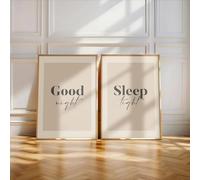 GOSRD Canvas Painting Bedroom Wall Art, Good Night Sleep Tight Bedtime Quotes Decor Prints Pictures Office Home Decoration(50x75cm-2Pcs)