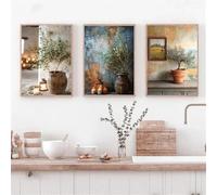 GOSRD Canvas Painting Italy Olive Tree Branches Leaves Architecture Scandinavian Minimalist Wall Art Posters Prints Home Room(50x70cm-3Pcs)