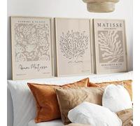 GOSRD Canvas Painting Matisse Style Neutral Wall Art Retro Minimalist Prints For Living Room Bedroom Office Home Decoration(50x70cm-3Pcs)