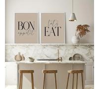 GOSRD Canvas Painting Modern Kitchen Wall Art Dining Room Decor, Minimalist Letter Prints Typography Poster Collection Restaurant(50x75cm-2Pcs)