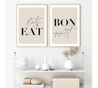 GOSRD Canvas Painting Print Good Food Good Mood Bon Appetit Let's Eat Dining Poster Wall Art Picture Kitchen Home Decoration 30x45cm-2Pcs Frameless