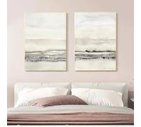 GOSRD Canvas Paintings Beige And Grey Abstract Watercolor Posters Prints Modern Minimalist Wall Art Pictures For Room Decor(60x80cm-2pcs)