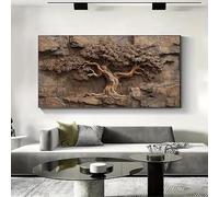 GOSRD Canvas Print Wall Art Modern Minimalist Brown Tree Painting, Living Room Bedroom Decor Artwork(50X100cm/internal frame)