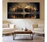 GOSRD Canvas Prints Abstract Magical Illuminated Tree Reflection Wall Art Modern Home Decor(40X80cm/internal frame)