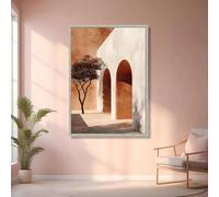 GOSRD Canvas Prints Architecture Rustic Arch Wall Art Olive Tree Silhouette Warm Earth Tones Decor(40x55cm)