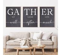 GOSRD Canvas Prints Art Decor Wall Inspirational Gather Sign Quotes Eat Well Laugh Often Love Much Portrait Home Office(30x50cm-3Pcs)