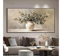 GOSRD Canvas Prints Art Featuring a Modern Abstract of Olive Branches in a White Ceramic Vase(60X120cm)