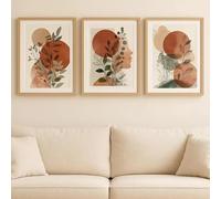 GOSRD Canvas Prints Bohemian Style Plant Wall Art,With Tones Geometric Leaf Patterns Abstract Floral Home Decor(50x75cm-3Pcs)