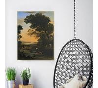 GOSRD Canvas Prints Claude Lorrain《Idyllic landscape with the flight to Egypt》Oil Painting Artwork Picture Wall Home Decoration(60x90cm)