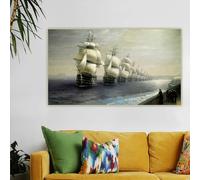 GOSRD Canvas Prints Ivan Aivazovsky《Parade of the Black Sea Fleet》Oil Painting Artwork Decorative Picture Wall Home Decoration(50x80cm)