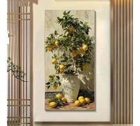 GOSRD Canvas Prints Lemon Tree Terracotta Floor Canvas Print Yellow Lemon Green Leaves Plant Wall Art Poster for Room Home Decor(50X100cm)